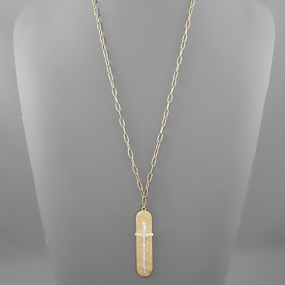 Cross & Oval Necklace - Picture 1 of 3